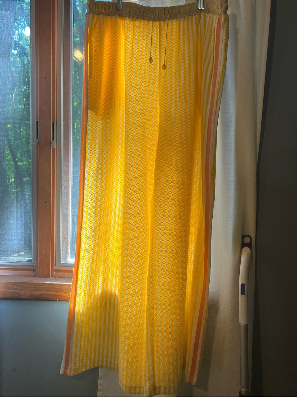 Wide Leg Yellow Stripe Pull-On Pants